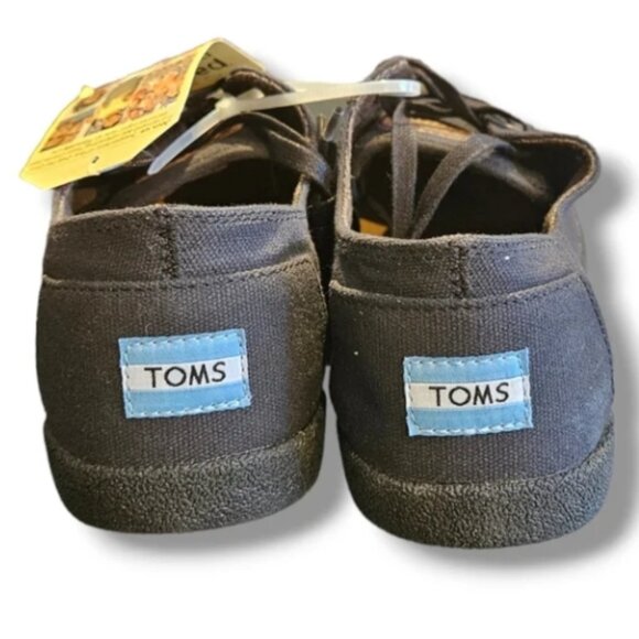 New Mens Black Toms 10.5 Canvas Shoe Loafers Boat Walking Sneaker Leather Paseos - Picture 8 of 8